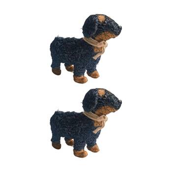 2x Urban Products Dachshund Dog Husk Brown Decorative Indoor Planter 32cm