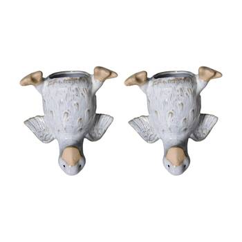 2x Urban Products Duck Handstand White Ceramic Decorative Planter 17cm
