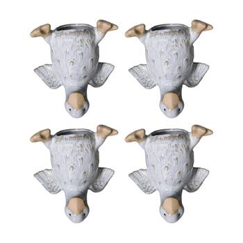 4x Urban Products Duck Handstand White Ceramic Decorative Planter 17cm