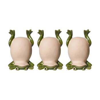 3x Urban Products Frog Handstand Ornament Green Ceramic Decorative Figurine 11cm