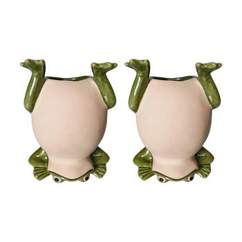 2x Urban Products Frog Handstand Green Decorative Indoor Planter 17cm