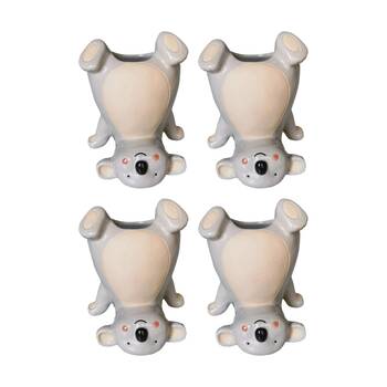 4x Urban Products Koala Handstand Grey Decorative Indoor Planter 15cm