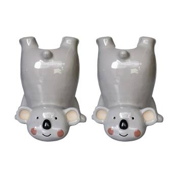 2x Urban Products Koala Handstand Grey Decorative Indoor Vase 20cm