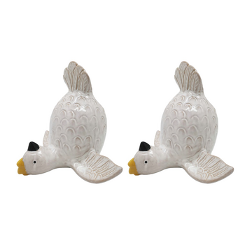 2x Urban Products Cockatoo Handstand White Ceramic Decorative Planter 17cm
