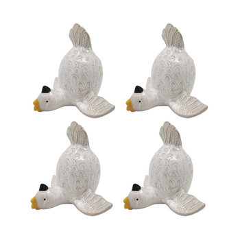 4x Urban Products Cockatoo Handstand White Ceramic Decorative Planter 17cm