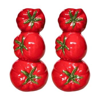 2x Urban Products Trio Of Tomato Red Decorative Ceramic Vase 23cm