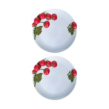 2x Urban Products Tomato Ceramic Plate Blue Decorative Serveware 26cm