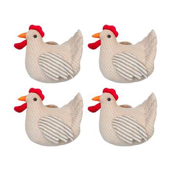 4x Urban Products Chicken Beige Plush Doorstopper Decorative Decor 24cm