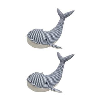 2x Urban Products Whale Blue Plush Doorstopper Decorative Decor 22cm