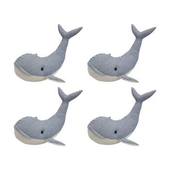 4x Urban Products Whale Blue Plush Doorstopper Decorative Decor 22cm