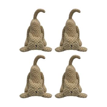 4x Urban Products Spotty Cat Beige Plush Doorstopper Decorative Decor 30cm