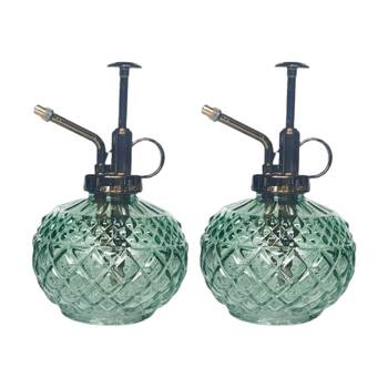 2x Urban Products Antique Water Mister Sage Glass Decorative Spray Bottle 16cm