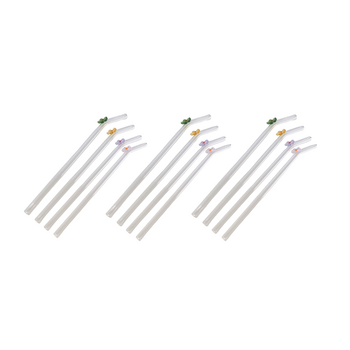 3x 4pc Urban Products Kaya Flower Glass Straws Multicolour Set 20cm