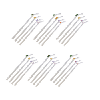 6x 4pc Urban Products Kaya Flower Glass Straws Multicolour Set 20cm