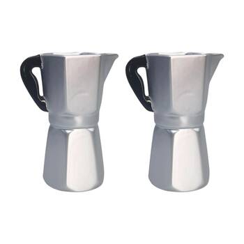 2x Urban Products Coffee Pot Vase Octagonal Silver Metallic Finish 16cm
