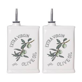 2x Urban Products Olive Oil Classic Decanter White Ceramic 17cm