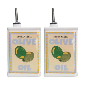 2x Urban Products Olive Oil Cucina Decanter White Ceramic 17cm