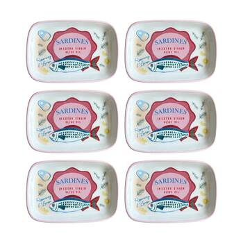 6x Urban Products Sardine Dish Pink Ceramic Decorative Kitchenware 12cm