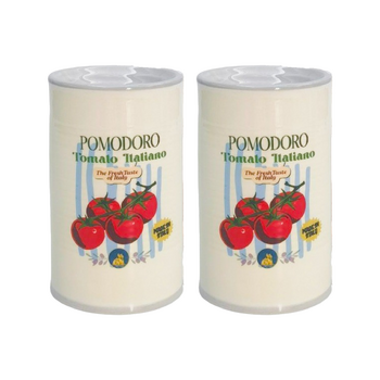 2x Urban Products Tomato Can Italian-Themed Oil Burner Cream Candle 11cm