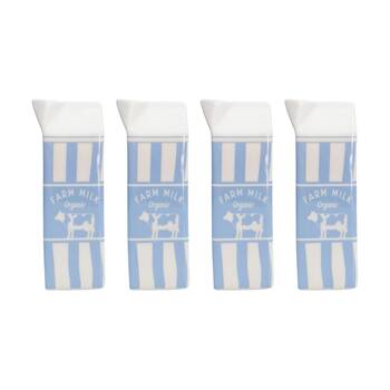 4x Urban Products Milk Carton Blue Ceramic Vase Home Decor 21cm