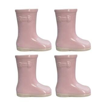4x Urban Products Gumboot Vase Pink Glossy Finish Ceramic Home Decor 18cm