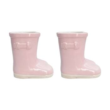 2x Urban Products Gumboot Planter Pink Glossy Finish Ceramic Home Decor 15cm