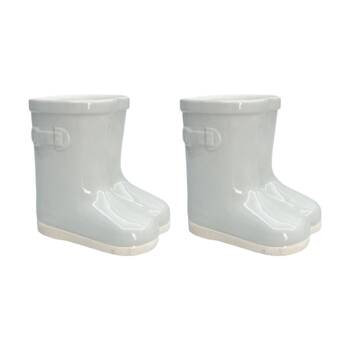 2x Urban Products Gumboot Planter Sage Glossy Finish Ceramic Home Decor 15cm