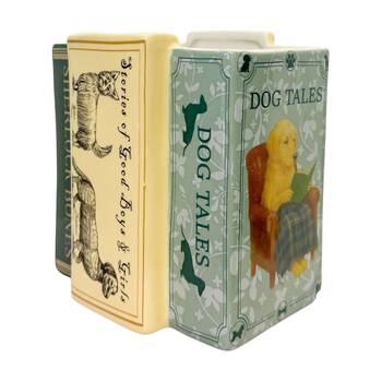 Urban Products Dog Books Planter Green Ceramic Home Decor 15cm