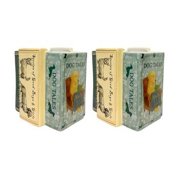 2x Urban Products Dog Books Planter Green Ceramic Home Decor 15cm