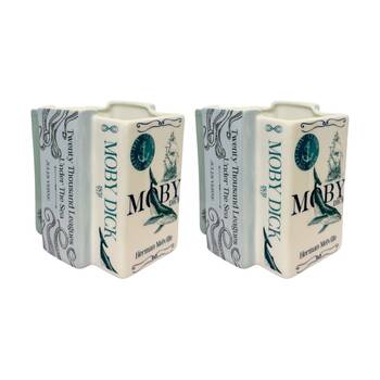 2x Urban Products Sea Books Planter Blue Ceramic Home Decor 15cm
