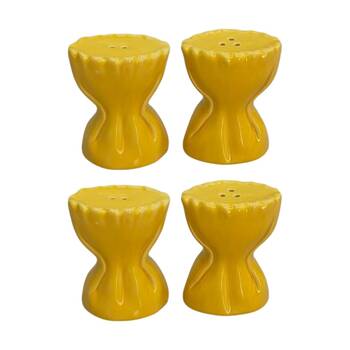 2x 2pc Urban Products Yellow Ceramic Pasta Decorative Salt & Pepper Shakers 8cm