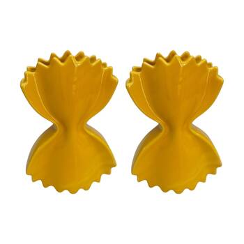 2x Urban Products Pasta Yellow Ceramic Glossy Finish Decorative Vase 24cm