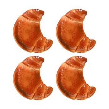 4x Urban Products Croissant Trinket Brown Ceramic Decorative Dish 11cm