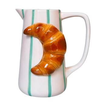 Urban Products Croissant Jug Pink/Brown Ceramic Decorative Kitchenware 18cm