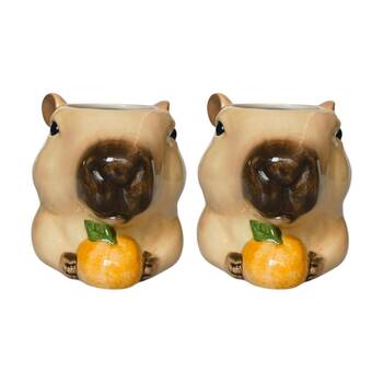 2x Urban Products Capybara Head Brown Ceramic Decorative Planter 10cm