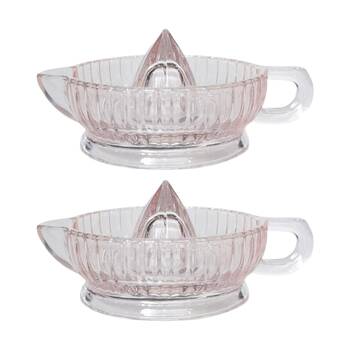 2x Urban Products Mari Juicer Pink Glass Citrus Reamer W/ Handle 17cm