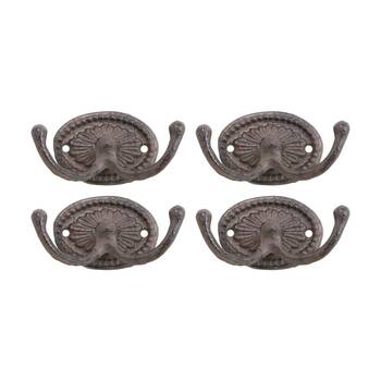 4PK LVD Double Classic Hook Cast Iron Home Wall Decoration 10x5x5.5cm