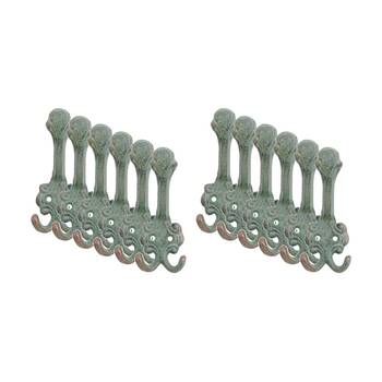 12PK LVD Vintage Cast Iron Green Hook Rustic Home Decoration 5.5x7x14cm