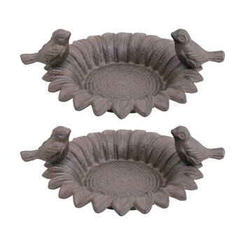 2PK LVD Sunflower Decorative Bird Feeder Home/Garden Ornament 18x13cm Cast Iron