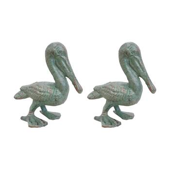 2PK LVD Percival Pelican Cast Iron Ornament Indoor/Outdoor Decor 16x13.5x8cm