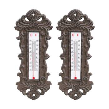 2PK LVD Classic Decorative Cast Iron Thermometer Home Decor 24.5x9.5x2cm