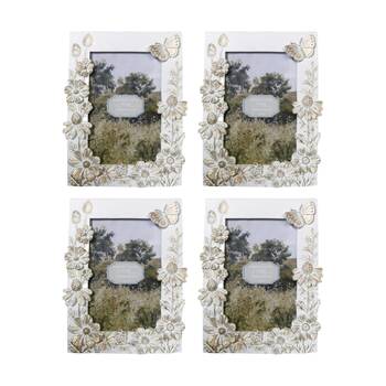 4x Urban Products Garden Floral White Decorative Photo Frame 4x6inch