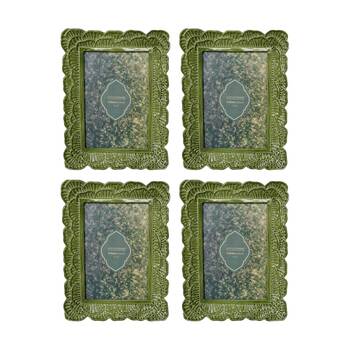 4x Urban Products Lotus Green Decorative Scalloped Photo Frame 4x6inch
