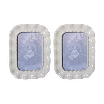 2x Urban Products Isla White Decorative Photo Frame Beaded Edge 4x6inch