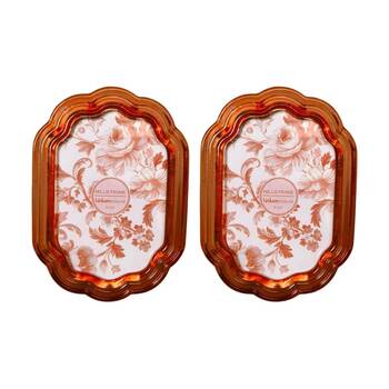 2x Urban Products Millie Orange Decorative Floral Photo Frame 4x6inch