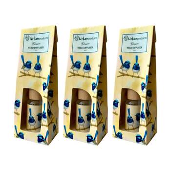 3x Urban Products Blue Wren Blossom Scent Oil Diffuser Beige 30ml
