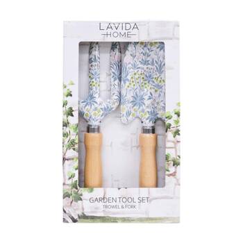 2pc LVD Outdoor Gardening/Planting Wood/Steel Trowel & Fork Tool Set Palmier