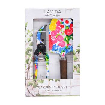 2pc LVD Outdoor Yard Gardening/Planting Trowel & Secateurs Tool Set Springtime