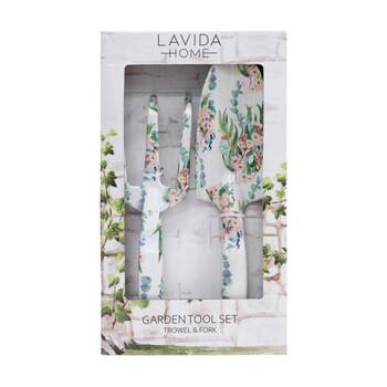 2pc LVD Outdoor Gardening/Planting Aluminium Trowel & Fork Tool Set Silvergum