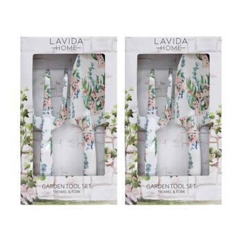 2x 2pc LVD Outdoor Gardening/Planting Aluminium Trowel & Fork Tool Set Silvergum